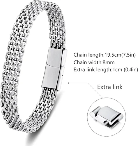 Miniatura 2 de LUCKY2+7 Pulseras para hombre, acero inoxidable, cierre magnético, cadena franco, pulsera para hombre