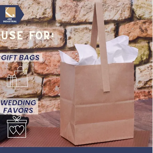 Miniatura 5 de Bolsas de papel kraft medianas de 8 x 6.75 x 4.25 pulgadas con asas de papel – Bolsa de manzana y productos de mitad de Peck (25)