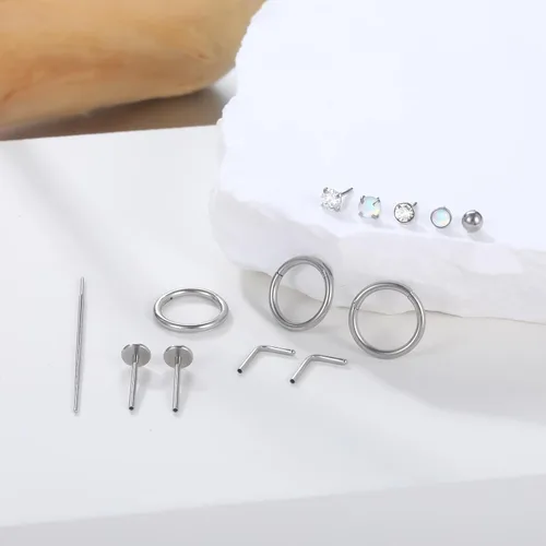 Miniatura 7 de Xpircn Anillo de labio de acero inoxidable con circonita cúbica, 20G, 18G, 16G, sin rosca, piercing para labio, nariz, hélix, tragus, cartílago