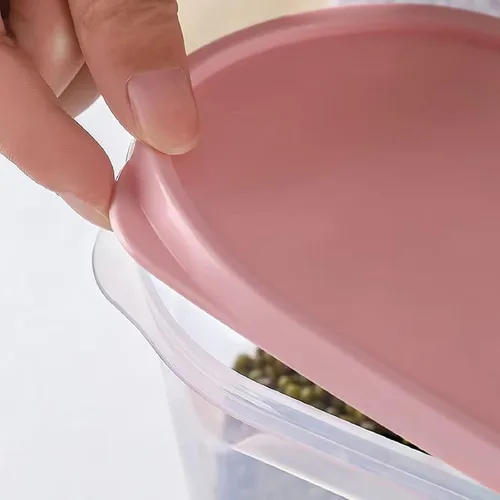 Miniatura 5 de 2 contenedores de almacenamiento de arroz, 1.9L y 2.5L, recipiente hermético para alimentos con boquilla de vertido, taza medidora para avena