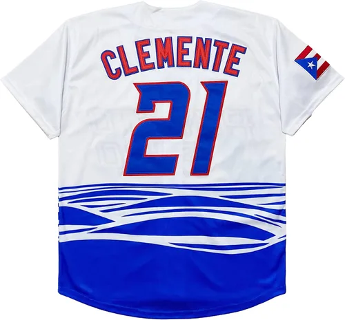 Miniatura 3 de Camiseta de béisbol clásica de Puerto Rico #21 Roberto Clemente #1 World Game Classic con costuras S-XXXL
