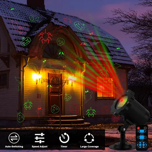 Miniatura 6 de Luces de Proyector de Halloween al Aire Libre, Luces de Proyector Láser de Halloween Impermeables con Control Remoto, Luces de Proyector