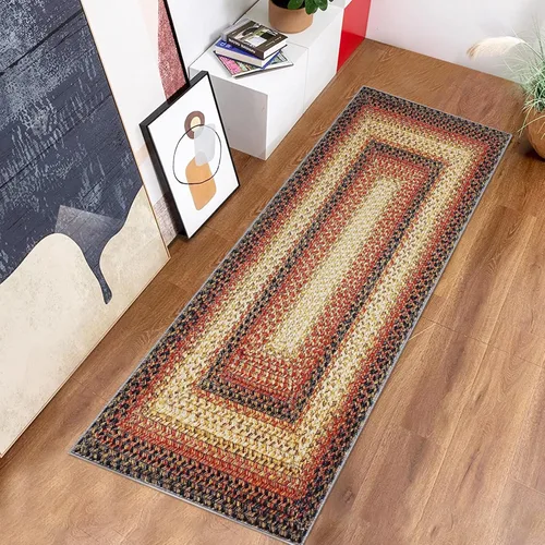 Miniatura 10 de ROYHOME Tapete pequeño para puerta de 2 x 3 pies, alfombra de área lavable, alfombras de área con estampado trenzado bohemio, alfombra de área