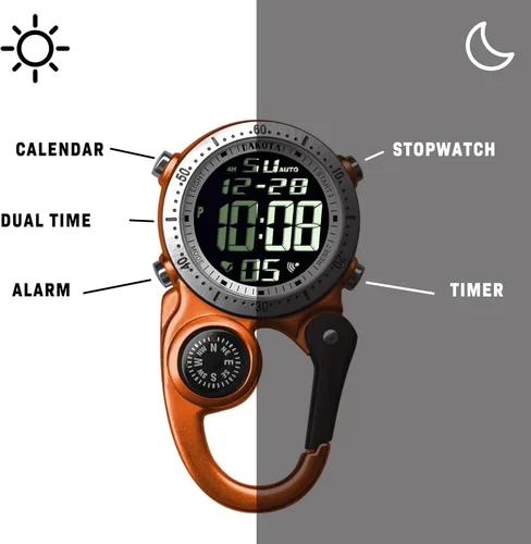 Miniatura 6 de Dakota Clip digital, reloj de clip, alarma, cronómetro, temporizador y reloj de doble hora, regalos al aire libre para hombres y mujeres, uso