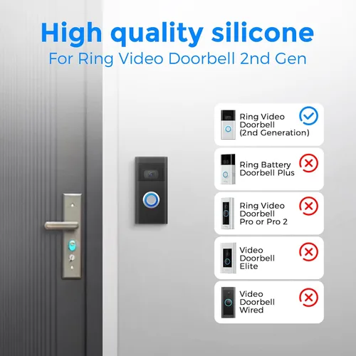 Miniatura 4 de Funda protectora de silicona compatible con timbre de video de 2ª generación (versión 2020), funda resistente a la intemperie, sin interferencias