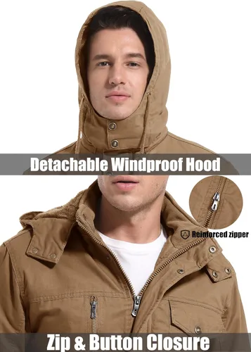 Miniatura 4 de MAGCOMSEN Men's Winter Coat Military Jacket Fleece Lined Parka Cotton Cargo Jacket
