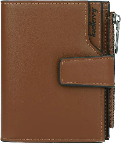 Miniatura 18 de Cartera pequeña para mujer, de piel, plegable, compacta, con bloqueo RFID, con bolsillo con cremallera para monedas, A01 Rojo Vino, Classic