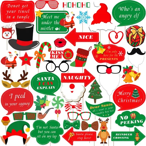 KatchOn, Accesorios para cabina de fotos de Navidad, paquete de 47, pequeños bricolaje, decoraciones de Navidad para interiores, exteriores,
