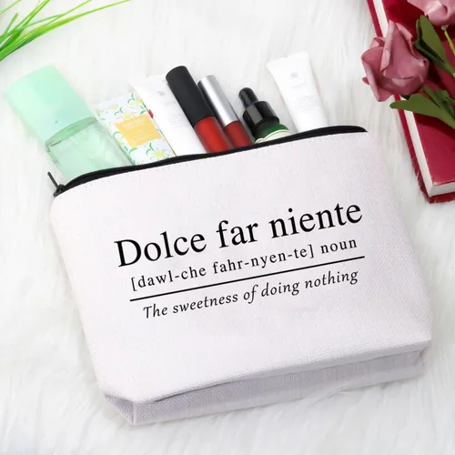 Miniatura 5 de GJTIM Bolsa con cremallera de viaje con temática italiana, cita italiana Sweet Doing Nothing, Dolce Far Niente, regalo para amantes de Italia, Bolso