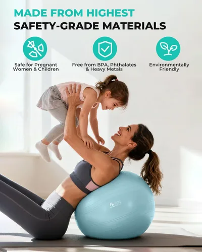 Miniatura 4 de Gruper Pelota de yoga, pelota de ejercicio extra gruesa para entrenamiento y estabilidad durante el embarazo, 4 tamaños, pelota de equilibrio