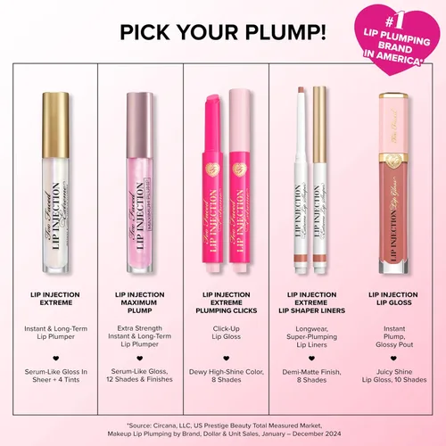 Miniatura 9 de Brillo de labios Too Faced Lip Injection Power Plumping Brillo hidratante de alto brillo Vitaminas A + E 0.22 onzas líquidas