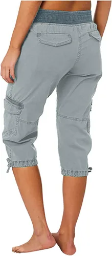 Miniatura 3 de Pantalones capri tipo cargo para mujer, ligeros, de secado rápido, atléticos, para verano, casuales, con bolsillos