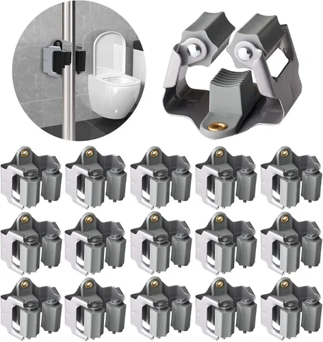 Miniatura 20 de 3-H Soporte para trapeador y escoba de gran tamaño para colgar 2.2 lbs extra, paquete de 10 soportes de pared para colgar y organizar rastrillo