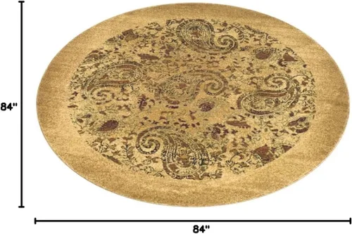 Miniatura 2 de SAFAVIEH Lyndhurst Collection - Alfombra redonda de 7 pies, color beige y multicolor, diseño tradicional de cachemira, no desprende pelusa