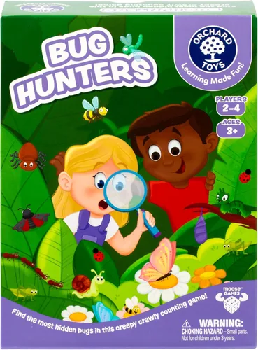 Juego de cazadores de insectos de Orchard Toys, aprende a contar y habilidades de observación mientras corres para ser el primero en construir tu