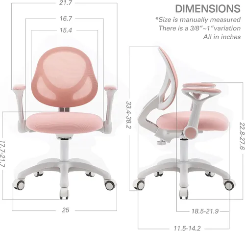 Miniatura 2 de Silla de escritorio para niños, silla de computadora de oficina de estudio para niños, diseño ergonómico, altura ajustable y profundidad