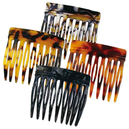 4 unids Peines laterales de pelo de ácido acético rizado francés accesorios de peinado decorativo pequeño mujer clip lateral estampado leopardo