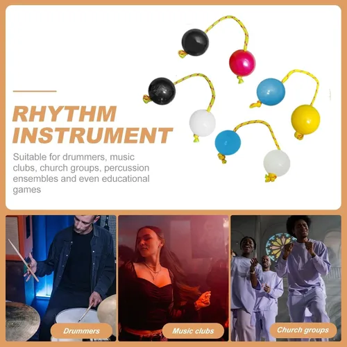 Miniatura 2 de Aslatuas instrumento de bola rítmica Kashaka, dos pares de maracas musicales de ABS Kashaka, doble calabaza, fácil de tocar para adultos