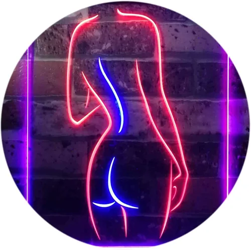 ADVPRO Señal de neón LED de doble color con texto en inglés "Lady Back", diseño de cueva sexy para niñas, color azul y rojo, 12 x 16 pulgadas, azul