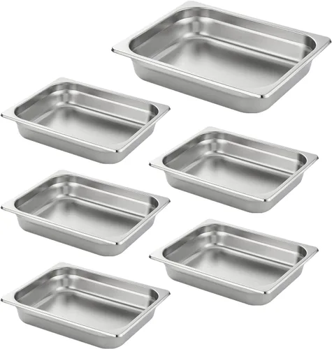 Miniatura 16 de HECMAC Paquete de 6 Tapas de Bandeja de Hotel de Tamaño 1/2 con Muescas, Acero Inoxidable Sólido Resistente para Mesa de Vapor, Tapa de Bandeja
