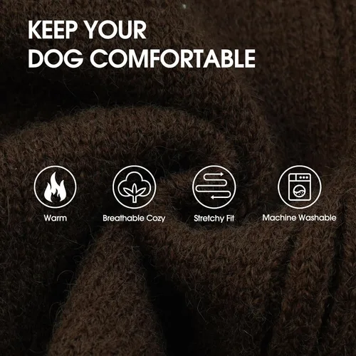 Miniatura 2 de IECOii Suéter de perro salchicha de cuello alto para perros pequeños, medianos y hembras, elástico y transpirable, abrigo de punto cálido