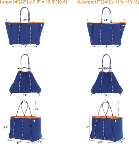 Miniatura 4 de QOGiR Bolsa de playa multiusos de neopreno con bolsillo interior con cierre de cremallera