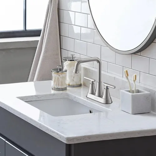 Miniatura 6 de Grifo para Lavabo de Baño, Hurran Grifos de Baño de Níquel Cepillado de 4 Pulgadas para Lavabo de 3 Agujeros con Desagüe Pop-up y Líneas