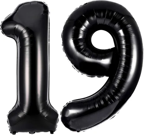 Miniatura 15 de Globos de 40 pulgadas negros con número 0 de helio, globos negros gigantes con número 0 para decoraciones de fiesta de cumpleaños, aniversario, baby