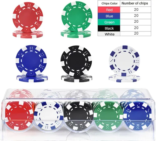 Miniatura 3 de 100 fichas de póquer profesional con caja de almacenamiento, juego de fichas de póquer de casino de 5 colores, fichas de póquer de casino compuestas