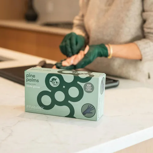 Miniatura 5 de FRAMAR Guantes verdes desechables sin látex, guantes de nitrilo sin polvo, pequeños, guantes de goma desechables, guantes de nitrilo biodegradables