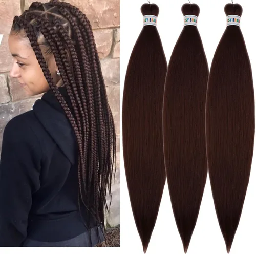 Miniatura 76 de Cabello estirado de fibra Kanekalon para trenzar con cabello humano, color oro rosado, 30 pulgadas