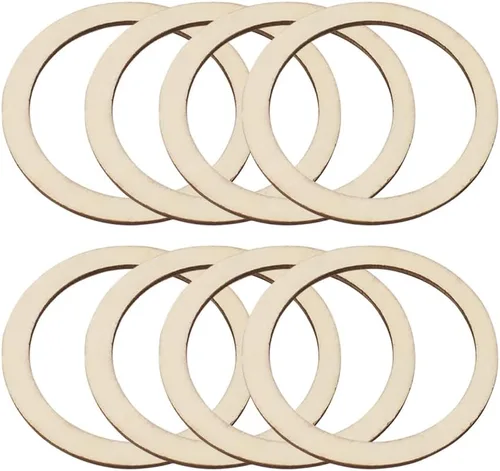 Miniatura 13 de TEHAUX Chips circulares de madera hueca natural, 200 unidades, discos de madera planos redondos de 1.18 pulgadas, pintables y aptos para pegar