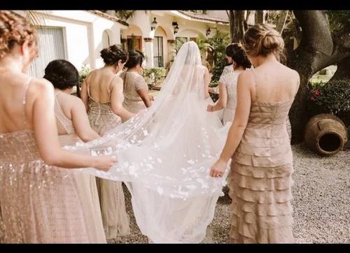 Miniatura 3 de Velos de boda para novias, 1 nivel, color marfil, con peine
