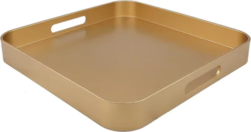 Miniatura 29 de Bandeja decorativa redonda negra con asas, bandeja versátil de 13 pulgadas para mesa de café, otomana, ideal para servir, exhibir y organizar