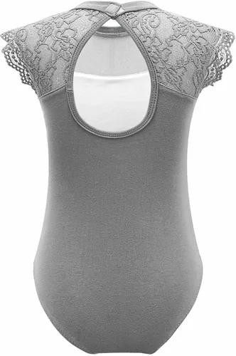 Miniatura 47 de JEATHA Leotardos de ballet para niñas, camisetas de baile, bailarina, encaje floral, con botones, entrepierna