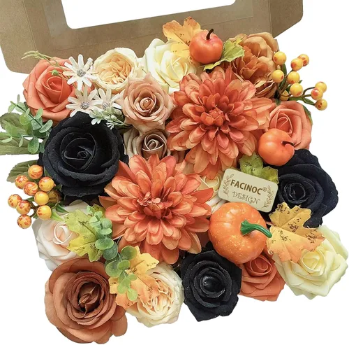 Miniatura 10 de FACINOC Rosas Flores Artificiales Ramo Combo Caja Set para Bricolaje Centros de Mesa de Boda para Mesa Nupcial Baby Shower Fiesta Decoraciones