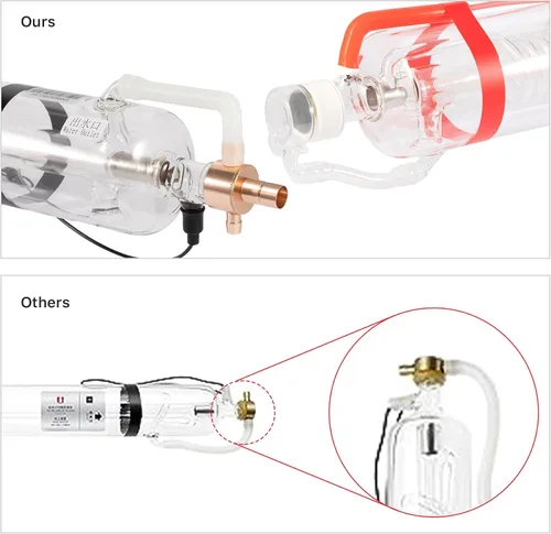 Miniatura 8 de Cloudray 90W Tubo láser de CO2 90W-100W, diámetro de 1250mm y 80mm de diámetro del cable. Preconectado con revestimiento, tubo láser CO2 de 90