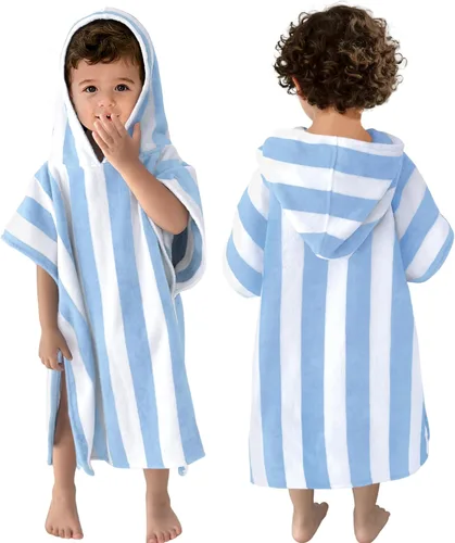 Miniatura 22 de Toallas tipo poncho con capucha para niños pequeños, de gran tamaño (2-4 años, 22 x 22 pulgadas), hechas de 100% algodón suave, toallas absorbentes