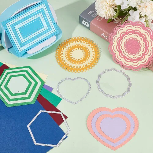 Miniatura 5 de INFUNLY 6 Estilos de Marco Troqueles de Metal Rectangulares Formas Troqueladas de Corazón Troqueles de Corte para Hacer Tarjetas Diferentes Formas