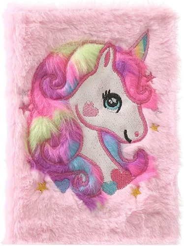Miniatura 10 de JUMISEE Lindo cuaderno de felpa de alpaca colorido y mullido diario de escritura para niños y niñas, papel rayado de 160 páginas
