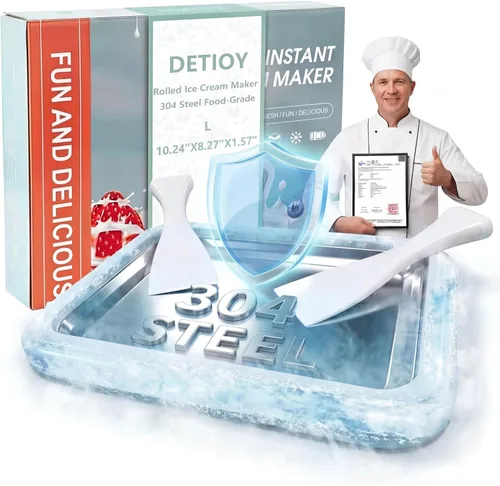 Rolled Ice Cream Maker Kit 2026 Upgraded-【Italy-SOAR-SUS-304】 Stainless Steel- DIY Rolled Ice Cream Tray 【Upgraded High-Freezing Refrigeration】 with