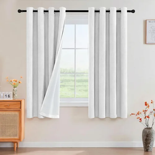 Miniatura 147 de Primitive - Cortinas opacas 100 % de lino texturizado natural para dormitorio, sala de estar, cortinas para ahorra energía, tela de arpillera