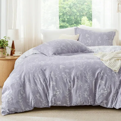 Miniatura 35 de Bedsure - Juego de edredón tamaño King, juego de ropa de cama verde salvia, 3 piezas de ropa de cama floral bonita, 1 edredón reversible suave