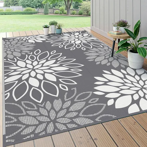 Miniatura 14 de HEBE Alfombra de Exterior Impermeable 6x9, Alfombra de Paja de Plástico Alfombra de Camping, Alfombras de Patio Exterior Reversibles Tapete para RV