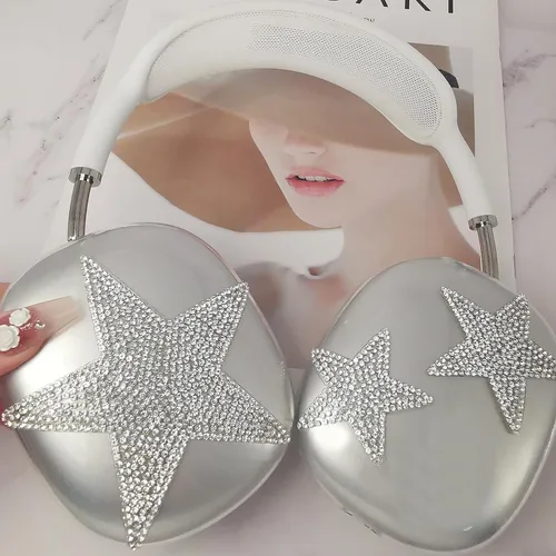 Miniatura 20 de MORWLAT Funda para AirPods Max con Diamantes de Imitación Brillantes Estrellas, Fundas Suaves Bonitas Transparentes y Brillantes para Mujeres