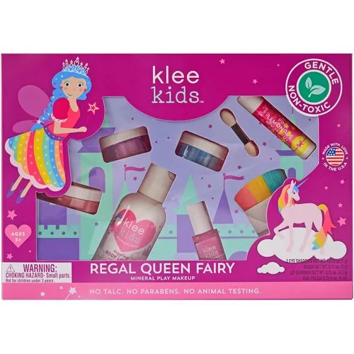 Klee Naturals Kit Deluxe de Maquillaje Mineral para Jugar. Suave y No Tóxico. Apto para Niños. Fabricado en EE.UU. (Reina Real Hada)