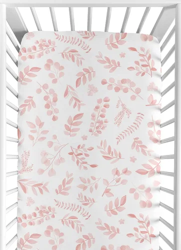 Sweet Jojo Designs Sábanas bajeras para cuna (hojas florales rosas bohemias) para niñas, guardería infantil, habitación de niños pequeños - Colchón