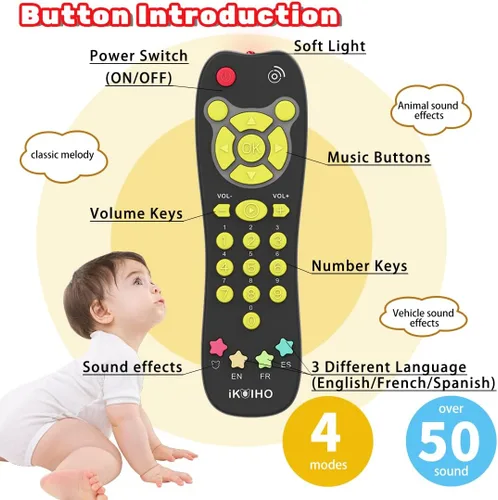 Miniatura 2 de Juguete de Control Remoto para Bebé, Juguete de Control Remoto de TV Realista para Niños Pequeños con Luz y Sonido, Juguete de Aprendizaje Educativo