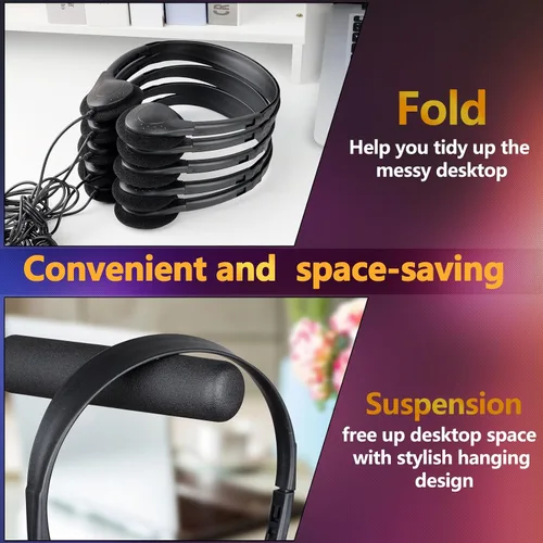 Miniatura 6 de Paquete de 12 auriculares USB C a granel para niños de aula, escuela, auriculares USB tipo C, juego de clase compatible con teléfonos inteligentes