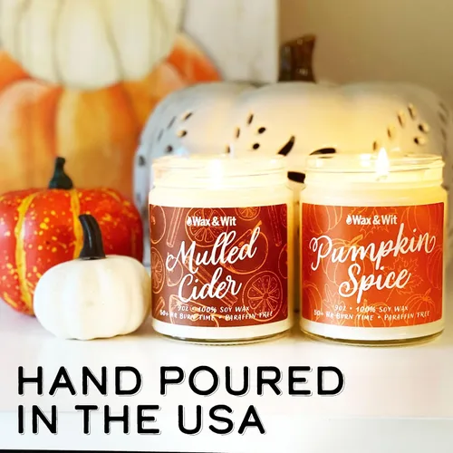 Miniatura 5 de Wax & Wit Velas de otoño con aroma de calabaza y especias para el hogar, vainilla, calabaza, canela, clavo, regalo perfecto para decoración